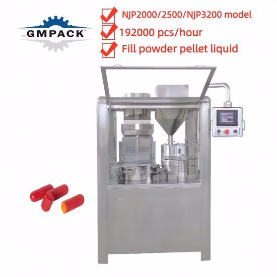 Njp1500/Njp2000/Njp2500/Njp3200 제약용 전자동 알약 분말 액상 충진 펠릿 과립 경질 젤라틴 정제 캡슐 충진기